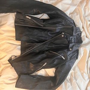 100% Black Leather Barney’s Jacket